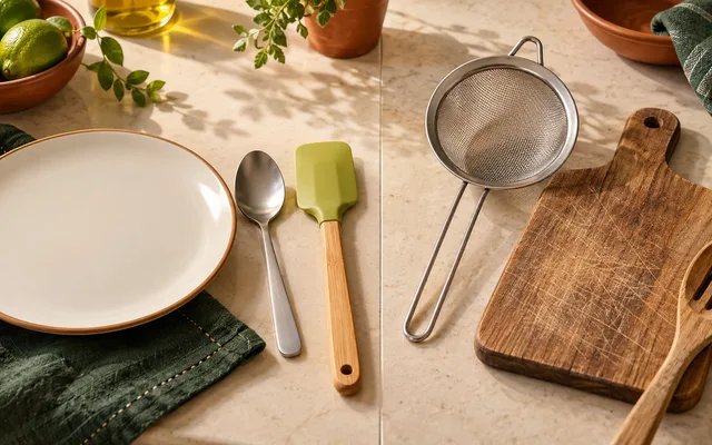 Utensílios de cozinha separados para facilitar a limpeza e o preparo